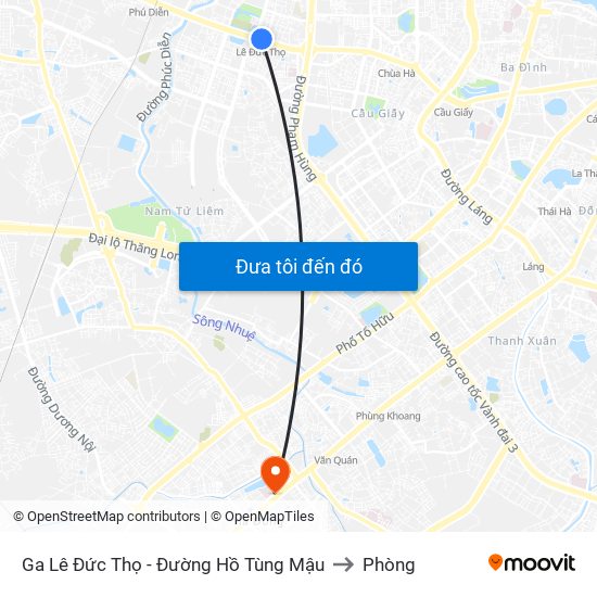 Ga Lê Đức Thọ - Đường Hồ Tùng Mậu to Phòng map
