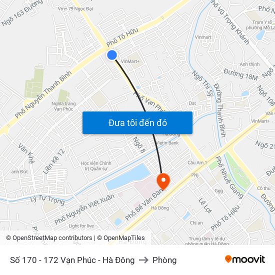 Số 170 - 172 Vạn Phúc - Hà Đông to Phòng map