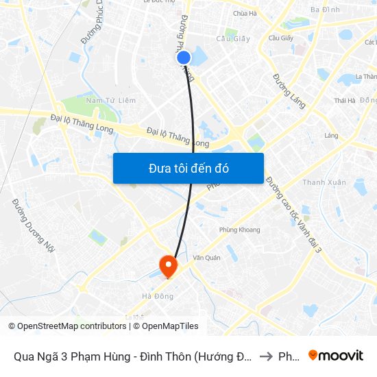 Qua Ngã 3 Phạm Hùng - Đình Thôn (Hướng Đi Phạm Văn Đồng) to Phòng map