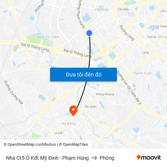 Nhà Ct5-D Kđt Mỹ Đình - Phạm Hùng to Phòng map