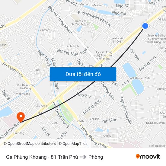 Ga Phùng Khoang - 81 Trần Phú to Phòng map