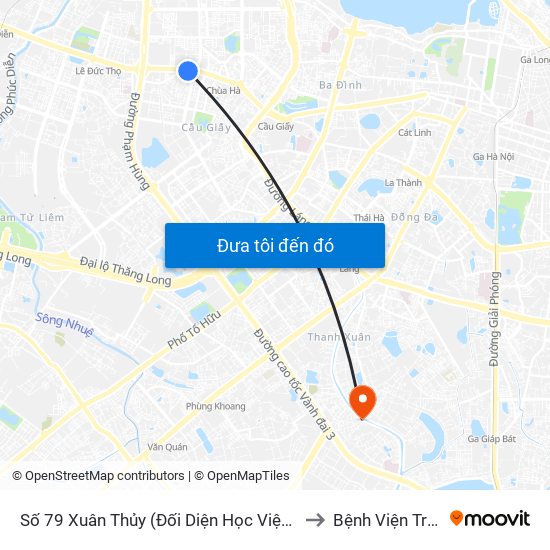 Số 79 Xuân Thủy (Đối Diện Học Viện Báo Chí Và Tuyên Truyền) to Bệnh Viện Trường Giang map