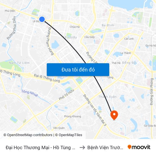 Đại Học Thương Mại - Hồ Tùng Mậu (Cột Sau) to Bệnh Viện Trường Giang map