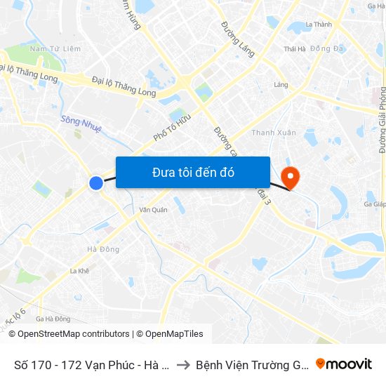 Số 170 - 172 Vạn Phúc - Hà Đông to Bệnh Viện Trường Giang map