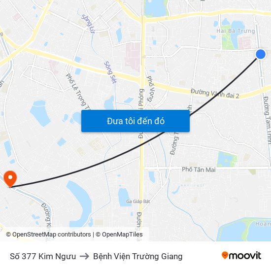 Số 377 Kim Ngưu to Bệnh Viện Trường Giang map