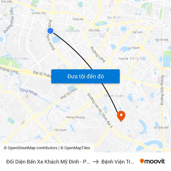 Đối Diện Bến Xe Khách Mỹ Đình - Phạm Hùng (Cột Trước) to Bệnh Viện Trường Giang map