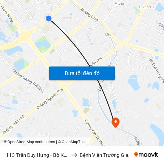 113 Trần Duy Hưng - Bộ Khcn to Bệnh Viện Trường Giang map