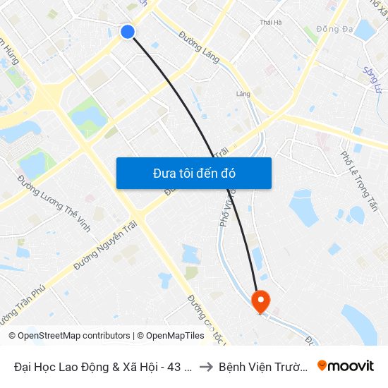 Đại Học Lao Động & Xã Hội - 43 Trần Duy Hưng to Bệnh Viện Trường Giang map