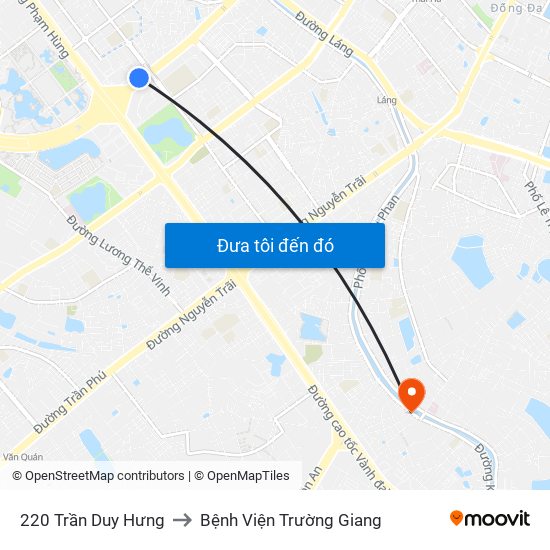 220 Trần Duy Hưng to Bệnh Viện Trường Giang map