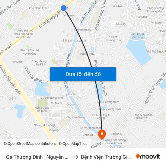 Ga Thượng Đình - Nguyễn Trãi to Bệnh Viện Trường Giang map
