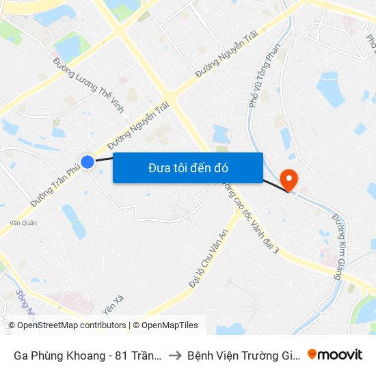 Ga Phùng Khoang - 81 Trần Phú to Bệnh Viện Trường Giang map