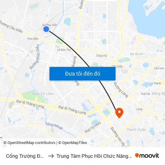 Cổng Trường Đh Tài Nguyên Môi Trường to Trung Tâm Phục Hồi Chức Năng-Làng Hòa Bình Thanh Xuân Khoa Khám Bệnh map