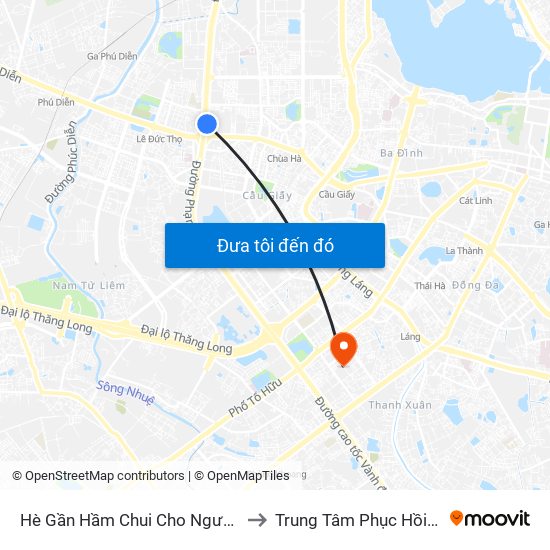 2b Phạm Văn Đồng to Trung Tâm Phục Hồi Chức Năng-Làng Hòa Bình Thanh Xuân Khoa Khám Bệnh map