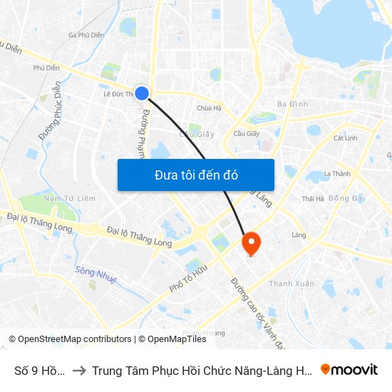 Số 9 Hồ Tùng Mậu to Trung Tâm Phục Hồi Chức Năng-Làng Hòa Bình Thanh Xuân Khoa Khám Bệnh map