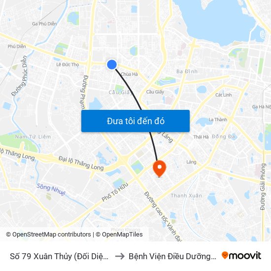 Số 79 Xuân Thủy (Đối Diện Học Viện Báo Chí Và Tuyên Truyền) to Bệnh Viện Điều Dưỡng Và Phục Hồi Chức Năng Hà Nội map
