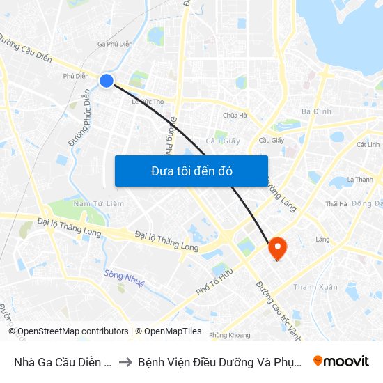 Nhà Ga Cầu Diễn - Hồ Tùng Mậu to Bệnh Viện Điều Dưỡng Và Phục Hồi Chức Năng Hà Nội map