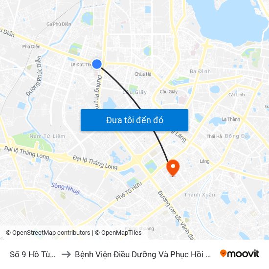 Số 9 Hồ Tùng Mậu to Bệnh Viện Điều Dưỡng Và Phục Hồi Chức Năng Hà Nội map