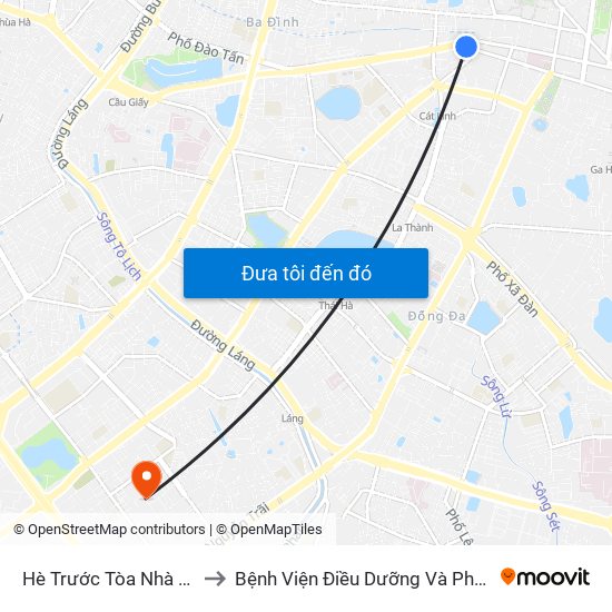 Hè Trước Tòa Nhà Pta - Số 1 Kim Mã to Bệnh Viện Điều Dưỡng Và Phục Hồi Chức Năng Hà Nội map