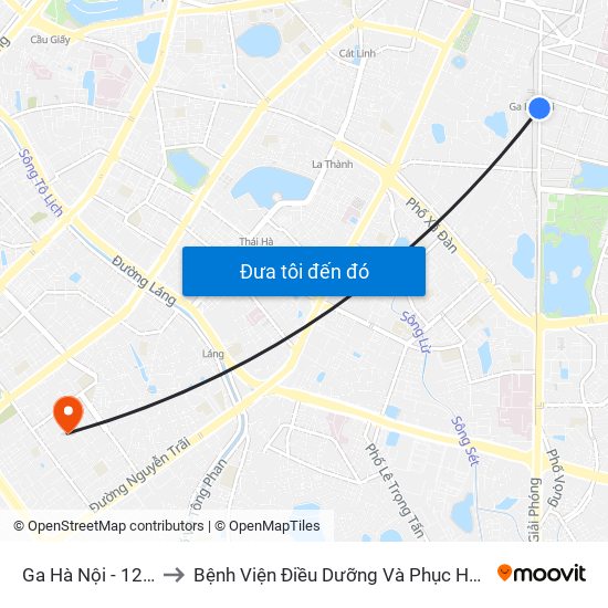 Ga Hà Nội - 120 Lê Duẩn to Bệnh Viện Điều Dưỡng Và Phục Hồi Chức Năng Hà Nội map