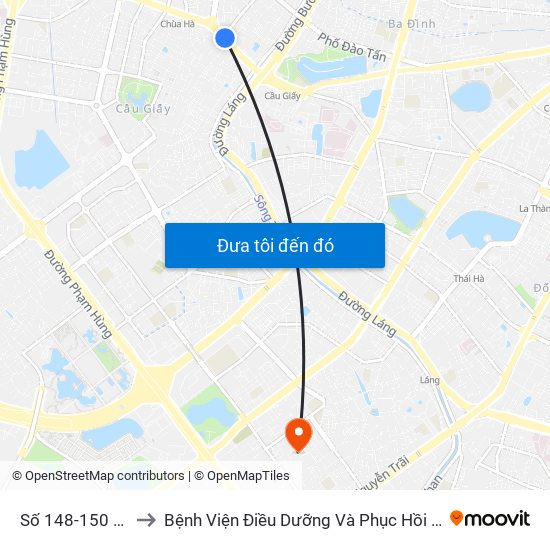 Số 148-150 Cầu Giấy to Bệnh Viện Điều Dưỡng Và Phục Hồi Chức Năng Hà Nội map