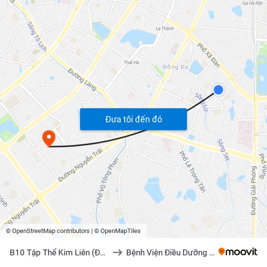B10 Tập Thể Kim Liên (Đối Diện Ngõ 46b Phạm Ngọc Thạch) to Bệnh Viện Điều Dưỡng Và Phục Hồi Chức Năng Hà Nội map