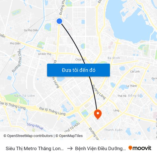 Siêu Thị Metro Thăng Long - Đối Diện Ngõ 599 Phạm Văn Đồng to Bệnh Viện Điều Dưỡng Và Phục Hồi Chức Năng Hà Nội map