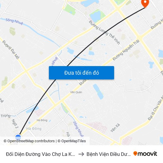 Đối Diện Đường Vào Chợ La Khê (Qua Ga Metro La Khê) - 405 Quang Trung (Hà Đông) to Bệnh Viện Điều Dưỡng Và Phục Hồi Chức Năng Hà Nội map