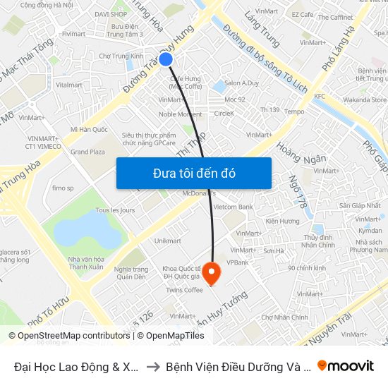 Đại Học Lao Động & Xã Hội - 43 Trần Duy Hưng to Bệnh Viện Điều Dưỡng Và Phục Hồi Chức Năng Hà Nội map