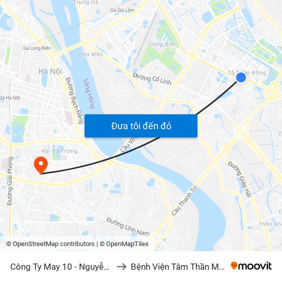 Công Ty May 10 - Nguyễn Văn Linh to Bệnh Viện Tâm Thần Mai Hương map