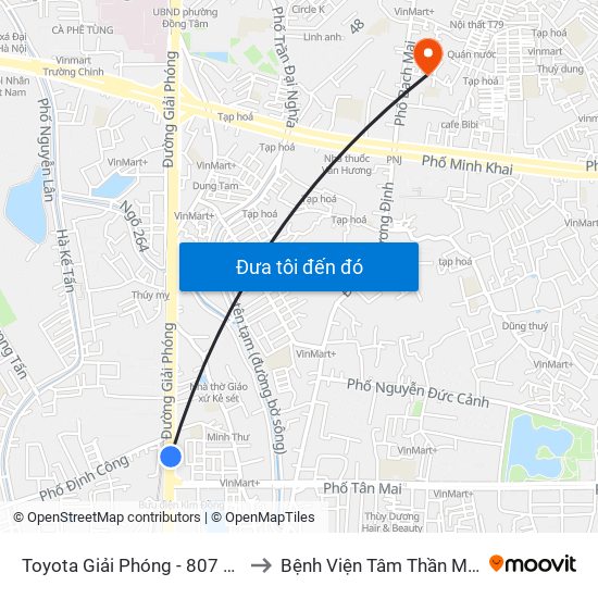 Toyota Giải Phóng - 807 Giải Phóng to Bệnh Viện Tâm Thần Mai Hương map