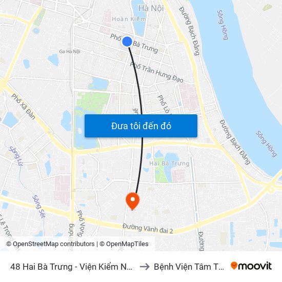 48 Hai Bà Trưng - Viện Kiểm Nghiệm Thuốc Trung Ương to Bệnh Viện Tâm Thần Mai Hương map