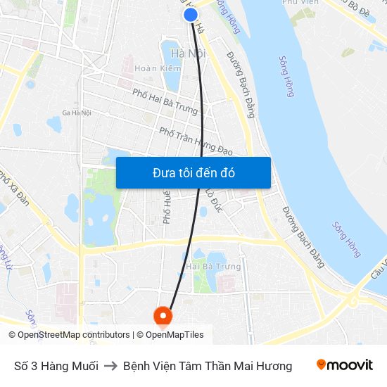 Số 3 Hàng Muối to Bệnh Viện Tâm Thần Mai Hương map