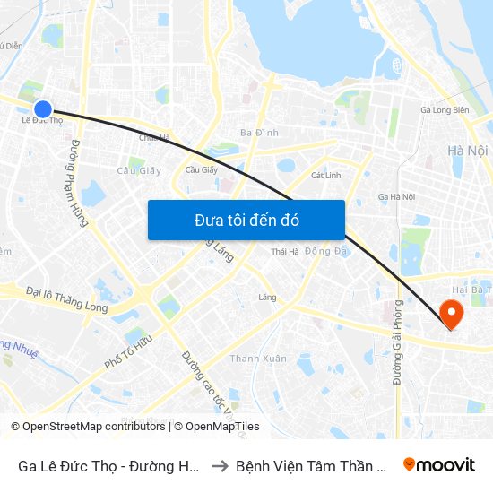 Ga Lê Đức Thọ - Đường Hồ Tùng Mậu to Bệnh Viện Tâm Thần Mai Hương map