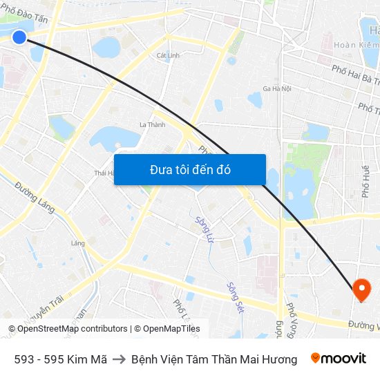 593 - 595 Kim Mã to Bệnh Viện Tâm Thần Mai Hương map