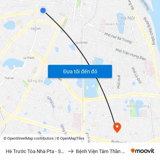 Hè Trước Tòa Nhà Pta - Số 1 Kim Mã to Bệnh Viện Tâm Thần Mai Hương map