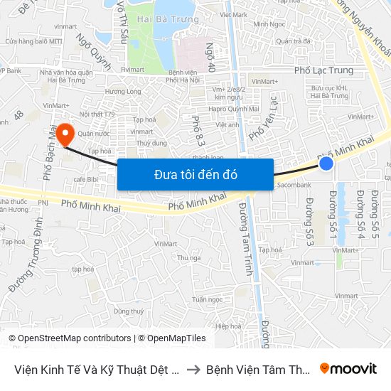 Viện Kinh Tế Và Kỹ Thuật Dệt May - 478 Minh Khai to Bệnh Viện Tâm Thần Mai Hương map