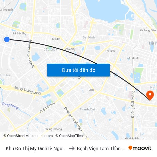 Khu Đô Thị Mỹ Đình Ii- Nguyễn Cơ Thạch to Bệnh Viện Tâm Thần Mai Hương map