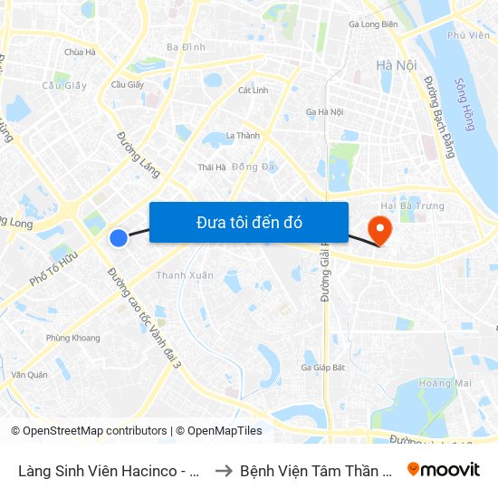 Làng Sinh Viên Hacinco - Nguyễn Tuân to Bệnh Viện Tâm Thần Mai Hương map