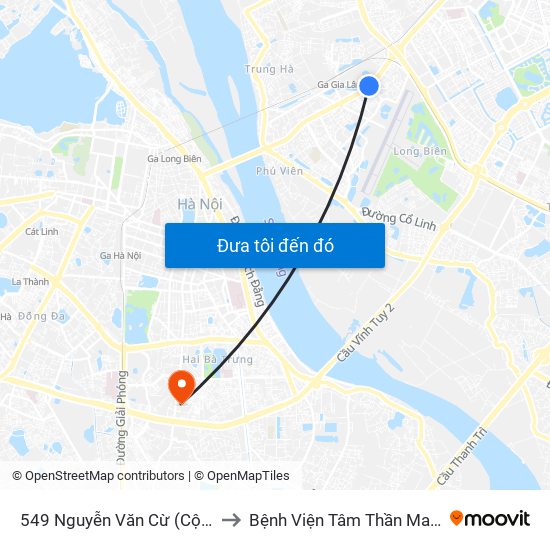 549 Nguyễn Văn Cừ (Cột Trước) to Bệnh Viện Tâm Thần Mai Hương map