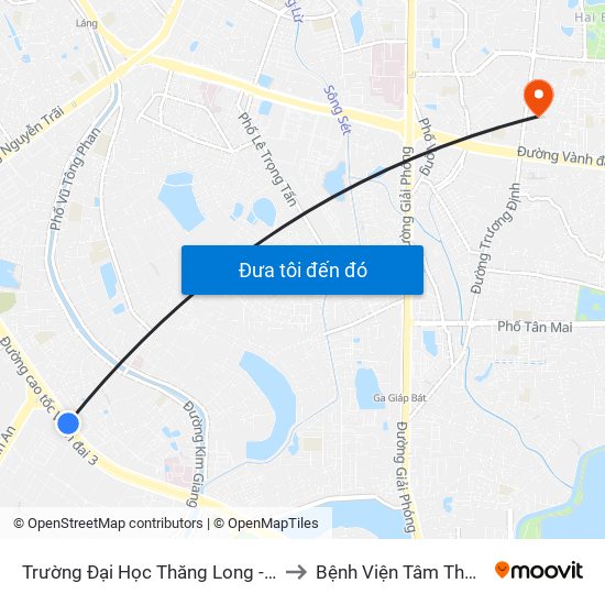 Trường Đại Học Thăng Long - Nghiêm Xuân Yêm to Bệnh Viện Tâm Thần Mai Hương map