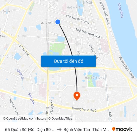 65 Quán Sứ (Đối Diện 80 Quán Sứ) to Bệnh Viện Tâm Thần Mai Hương map