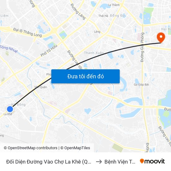 Đối Diện Đường Vào Chợ La Khê (Qua Ga Metro La Khê) - 405 Quang Trung (Hà Đông) to Bệnh Viện Tâm Thần Mai Hương map