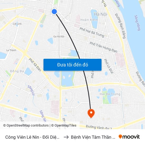 Công Viên Lê Nin - Đối Diện 35 Trần Phú to Bệnh Viện Tâm Thần Mai Hương map