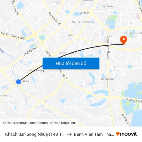 Khách Sạn Sông Nhuệ (148 Trần Phú- Hà Đông) to Bệnh Viện Tâm Thần Mai Hương map