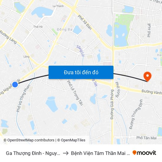 Ga Thượng Đình - Nguyễn Trãi to Bệnh Viện Tâm Thần Mai Hương map