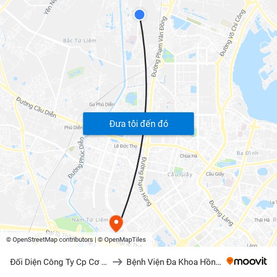 Đối Diện Công Ty Cp Cơ Điện Hn- Đường Đức Thắng to Bệnh Viện Đa Khoa Hồng Ngọc Phúc Trường Minh map
