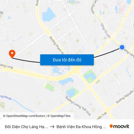 Đối Diện Chợ Láng Hạ B - 564 Đường Láng to Bệnh Viện Đa Khoa Hồng Ngọc Phúc Trường Minh map
