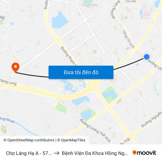 Chợ Láng Hạ A - 572 Đường Láng to Bệnh Viện Đa Khoa Hồng Ngọc Phúc Trường Minh map