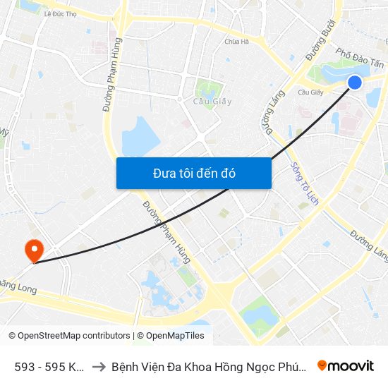 593 - 595 Kim Mã to Bệnh Viện Đa Khoa Hồng Ngọc Phúc Trường Minh map