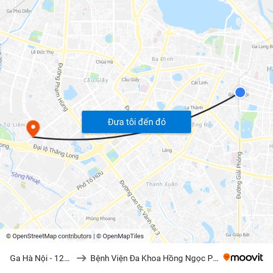 Ga Hà Nội - 120 Lê Duẩn to Bệnh Viện Đa Khoa Hồng Ngọc Phúc Trường Minh map